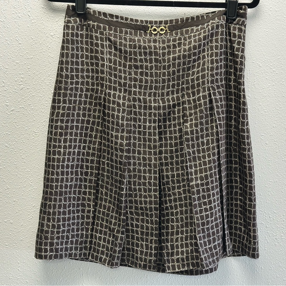 Ann Taylor Box Pleat Brick Patterned Skirt